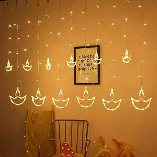 Diwali Curtain String Led Lights With 8 Flashing Modes Decoration Warm White Light
